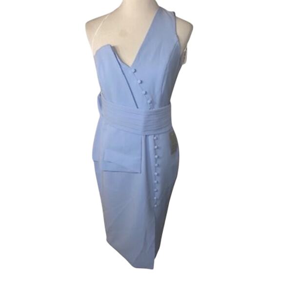 Lavish Alice Cornflower Blue One-shoulder Midi Dress - Picture 4 of 6